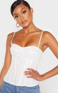 PrettyLittleThing Белый структурированный корсетный топ