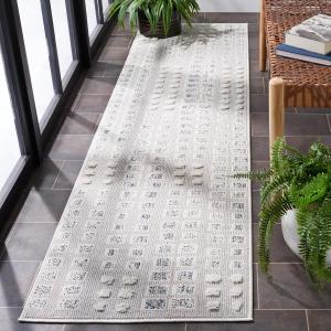 Ковер-дорожка SAFAVIEH, 67 x 244 см, Trends Collection - Grey & Ivory, современный текстурный дизайн, не линяет и прост в уходе, идеален для помещений с высокой проходимостью в гостиной, спальне (TRD122F)