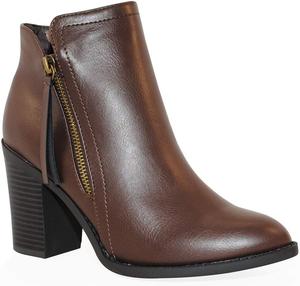 Женские ботильоны TRENDSUP с боковой молнией, Brown Pu