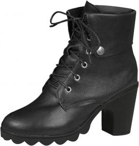 Женские сапоги до щиколотки водонепроницаемые с плюшевой подкладкой, классические ковбойские сапоги для женщин средней длины, на шнуровке для прогулок Generic, Black