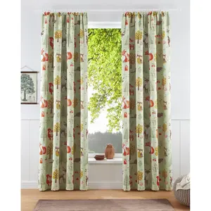 Мой домашний затемняющий занавес Лесные животные с кантом для сборки, 1 шт., непрозрачный, с принтом, разных размеров My Home, Orange/braun/gelbgrün