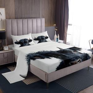 Erosebridal Комплект постельного белья Highland Cow с абстрактным принтом западных фермерских животных, Black,white