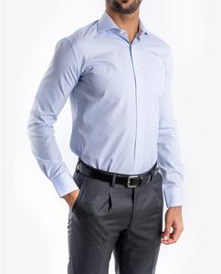 Мужская узкая хлопковая рубашка в голубую полоску Wickett Jones, светло-синий