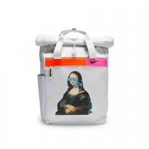 Nike Полиэстеровый граффити рюкзак повседневный унисекс светло-серебристый серый, Blindfolded Mona Lisa