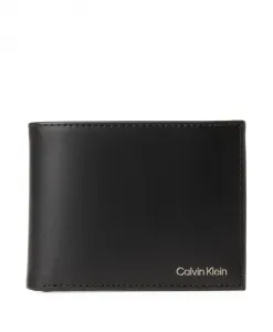 Черный кожаный RFID-кошелек, минималистичный стиль. Calvin Klein, черный