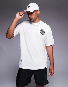 Футболка adidas Training Power с принтом глобуса на спине белого цвета Adidas Performance