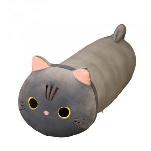 Подушка с котом в мультяшном стиле, мягкая и милая кошечка, успокаивающая игрушка плюшевая кукла высота 80см/100см Fox fairy, серый