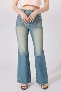 Джинсы-клеш Rienda, цвет Blu