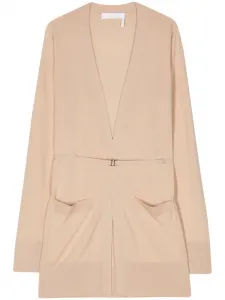 Шерстяной кардиган с поясом CHLOÉ, нейтральный
