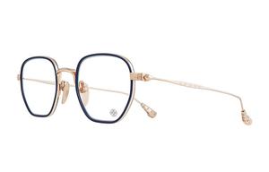 Оправы для очков из титана и 18-каратного золота нестандартной формы Unisex Chrome Hearts, темно-синий