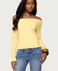 Женская вязаная блузка Elona с открытыми плечами Edikted, Yellow
