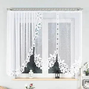 ЯДВИГА - Готовая жаккардовая штора с подгибом по низу - 300x160 см - белая MARKIZETA HOME