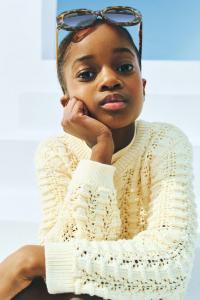 Кардиган ажурной вязки H&M, желтый