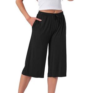 Женские пижамные шорты с высокой талией, мягкие и удобные, длиной до колена, с карманами Inspire Chic, Black