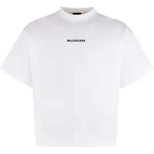 Футболка с вышитым логотипом и воротником-стойкой Balenciaga, белый