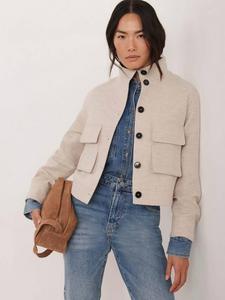 Пиджак из шерстяной ткани ёлочкой Mint Velvet, Natural