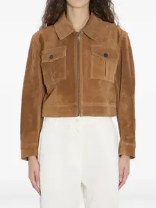 Замшевая куртка с заостренным воротником и карманами-клапанами Arma, коричневый