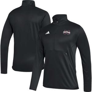 Мужская черная футболка с молнией до половины длины Mississippi State Bulldogs 2023 Sideline AEROREADY adidas