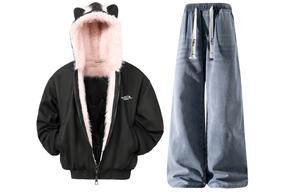 Толстовка Casual Sportswear утепленная с флисовой подкладкой X1617, черный and розовый mountain hawk coat+glacier синий pants