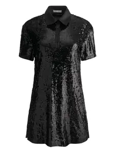 Мини-платье с пайетками и воротником Alice + Olivia, черный