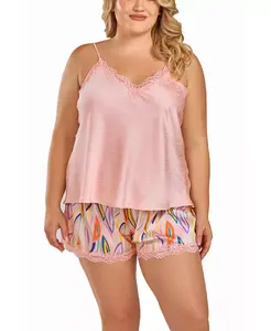 Женский атласный укороченный топ с шортами iCollection, слоновая кость/кремовый