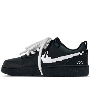 Nike Кроссовки для скейтбординга Court Borough Pixel Mi 1 Leather Slip Resistant Abrasion Resistant Low top детские черные