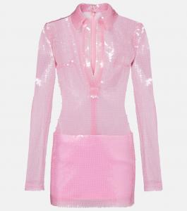 Платье-поло с пайетками David Koma, розовый