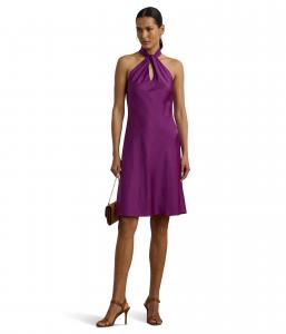Платье Lauren Ralph Lauren Charmeuse Halter Cocktail Dress, Purple Dawn