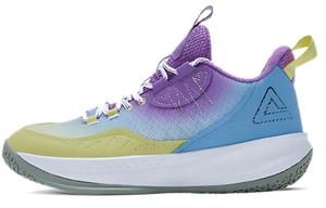 Баскетбольные кроссовки Lan Qie мужские низкие фиолетовые/желтые/белые Peak