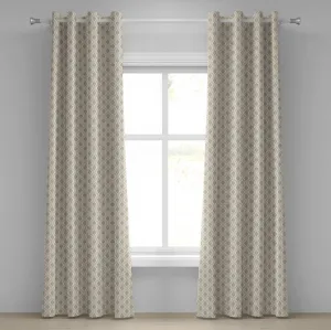 Шторы на люверсах ABAKUHAUS в стиле ретро, абстрактный орнамент с вертикальными волнистыми линиями, изогнутая старомодная геометрическая плитка, декоративные двухпанельные шторы, 280 см x 245 см, бежево-серый цвет Abakuhaus