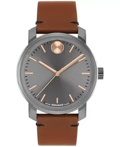 Мужские часы Bold Access Swiss Quarter с коричневым кожаным ремешком, 41 мм Movado, brown
