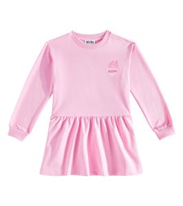 Платье из хлопковой смеси с принтом Moschino Kids, Begonia Pink