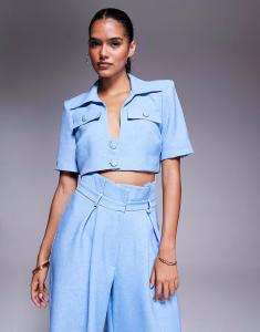 Укороченная рубашка Coord светло-голубого цвета Asos Luxe