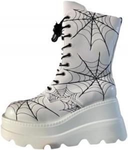 Платформенные готические ботильоны на щиколотку для женщин с боковой застежкой-молнией и шнуровкой, на танкетке, для школы, вечеринки, работы Generic, 07