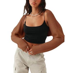 Женский укороченный кардиган болеро вязаный топ свитер Elitechoice, Caramel