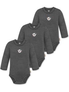 Normani Outdoor Sports Комплект из 3 боди с длинными рукавами из шерсти детеныша мериноса, цвет антрацит