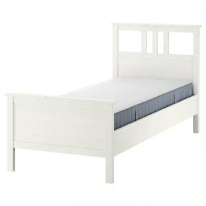 Каркас кровати с матрасом HEMNES IKEA, 90x200 см, цвет white stain/valevåg firm