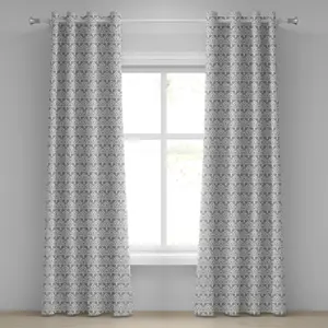 Серо-белая штора на люверсах ABAKUHAUS, винтажный цветочный дизайн с традиционными изгибами, декоративная двухпанельная штора, 280 см x 245 см, цвет: серый, светло-серый, белый