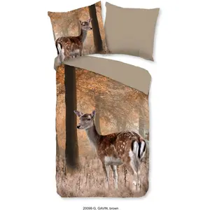 Двустороннее постельное белье «доброе утро» «Gavina», хлопок, 135х200, 2 шт., на молнии, двусторонний вид, осень Good Morning, цвет Sand