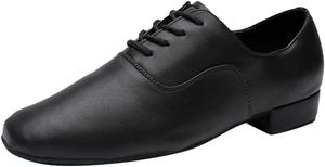 Черные туфли Morden из кожи для латинских джазовых танцев, мужские бальные туфли с круглым носком, стильные кожаные верхние мужские туфли Generic