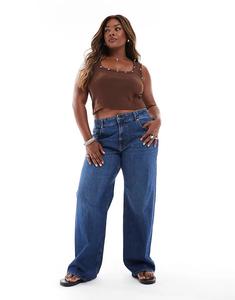 ONLY джинсы Curve Juicy с широкими штанинами темно-синего цвета