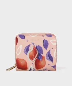 Круглый складной кошелек на молнии с принтом лимонов по всей поверхности