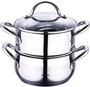 Кастрюля для индукционной пароварки Bergner со стеклянной крышкой 2,2 литра BG-6521
