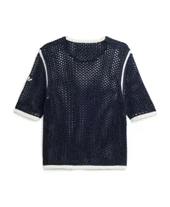 Вязаная футболка с сетчатым рисунком Adidas, синий