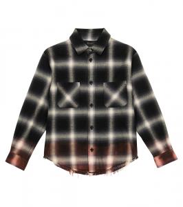 Хлопковая рубашка в клетку с эффектом омбре Amiri Kids, Black-Japanese Plaid