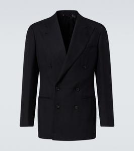 Двубортный шелковый блейзер Saman Amel, черный