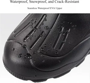 Мужские охотничьи ботинки для утки для дикой местности - водонепроницаемые, с утеплителем из вниз, теплые, с носком из EVA, боковым карманом, влагозащитные зимние снежные ботинки Qacksv, черный