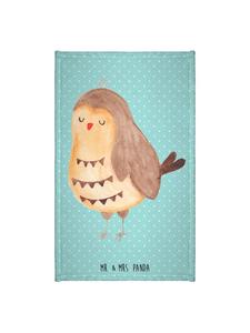 Mr. & Mrs. Panda Полотенце с изображением совы, довольное, без слов, бирюзового пастельного оттенка