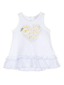 Monnalisa топ St. Margherit с оборками и графичным принтом, белый