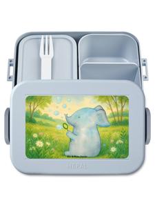 Mr. & Mrs. Panda Ланчбокс в виде слона с рисунком мыльных пузырей, без надписи, пастельно-голубого цвета